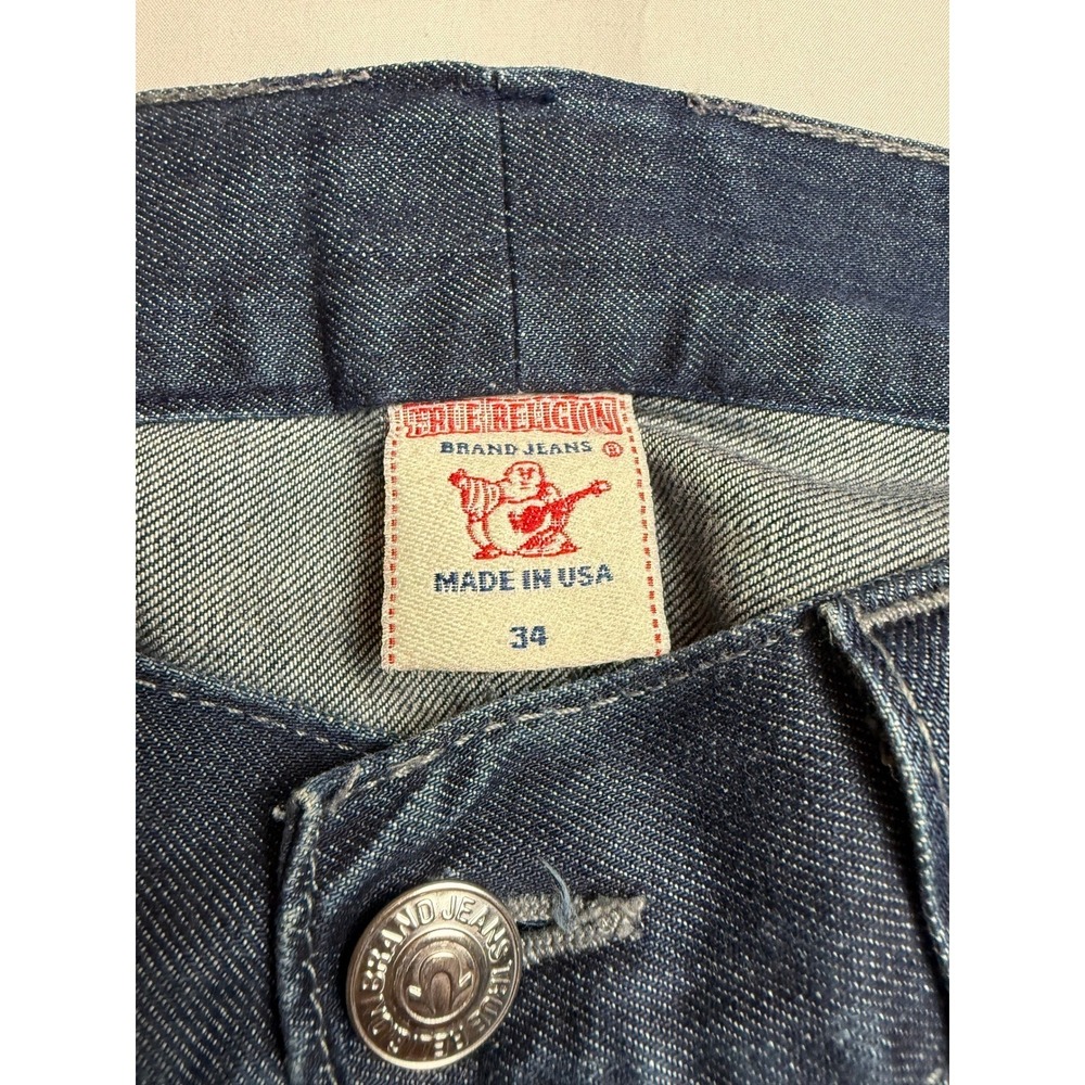 True Religion World Tour Bobby Mens Jeans Size 34x31 Dark Wash Denim - Picture 3 of 9